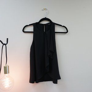 Zara chiffon tank with ruffles in black in S